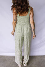 Load image into Gallery viewer, Green Smocked Floral Jumpsuit January.