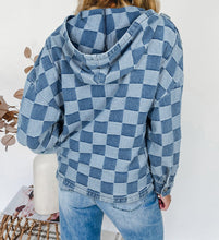 Load image into Gallery viewer, Blue Checkered Denim Hoodie RTS