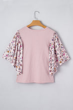 Load image into Gallery viewer, Pink Contrast Floral Blouse