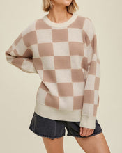 Load image into Gallery viewer, Beige Checkered Baggy Sweater October.