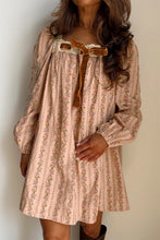 Load image into Gallery viewer, Floral Velvet Bow Loose Mini Dress RTS