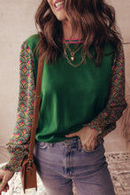 Load image into Gallery viewer, Green Floral Shirred Cuff Top RTS