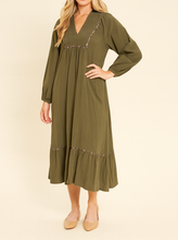 Load image into Gallery viewer, Leopard Trim Dress RTS