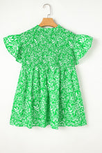 Load image into Gallery viewer, Green Floral Flutter Sleeve Plus Size Blouse RTS