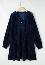 Load image into Gallery viewer, PLUS SIZE TEXTURED VELVET V NECK DRESS RTS
