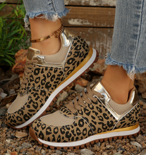 Load image into Gallery viewer, Leopard Patchwork Lace Up Sneakers RTS