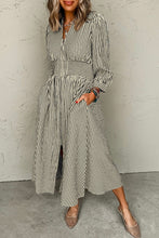 Load image into Gallery viewer, Stripe Clinched Midi Dress October.