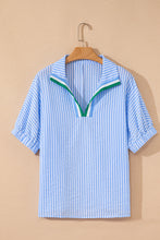 Load image into Gallery viewer, Blue Stripe Dolman Blouse RTS