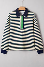 Load image into Gallery viewer, Navy Collar Zip Top October.