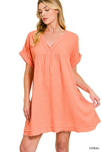 Load image into Gallery viewer, Zenana Double Gauze Raw Edge Dress RTS
