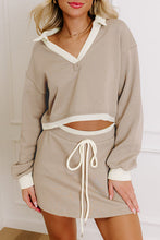 Load image into Gallery viewer, Beige Raw Edge Skirt Set RTS
