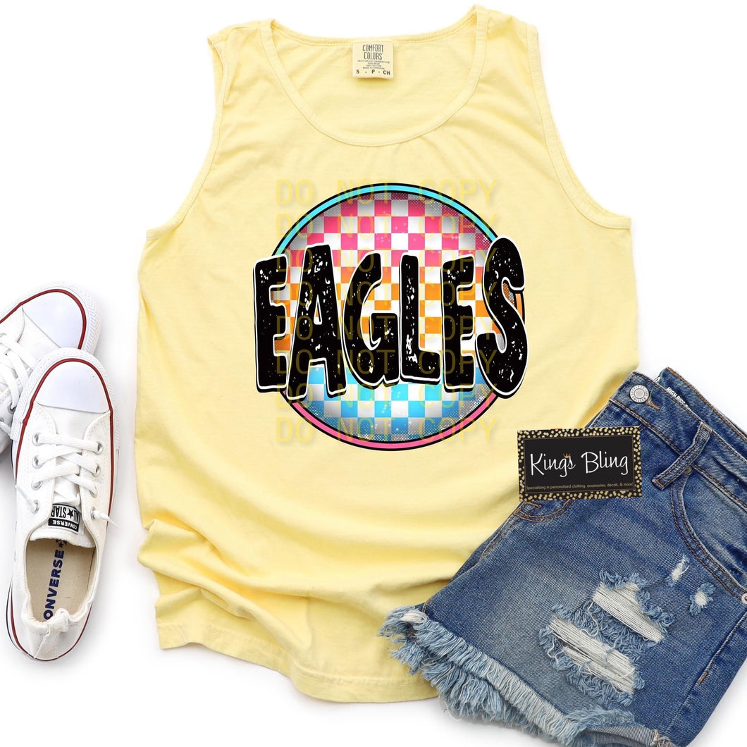 Neon Checkered Mascot - Eagles