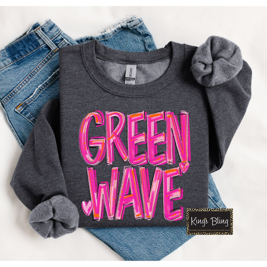 Pretty Pink Green Wave