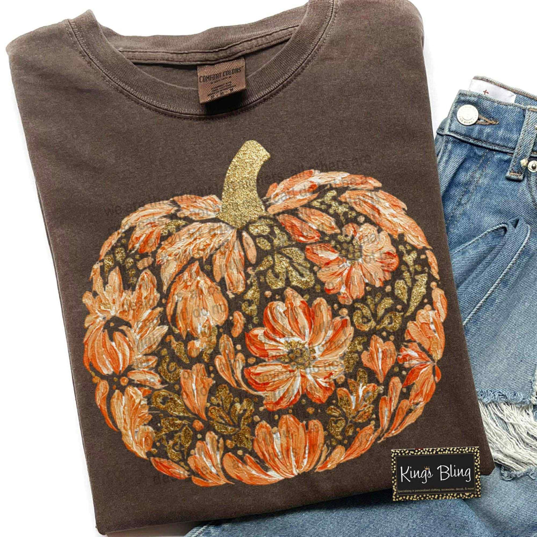 Golden Floral Pumpkin