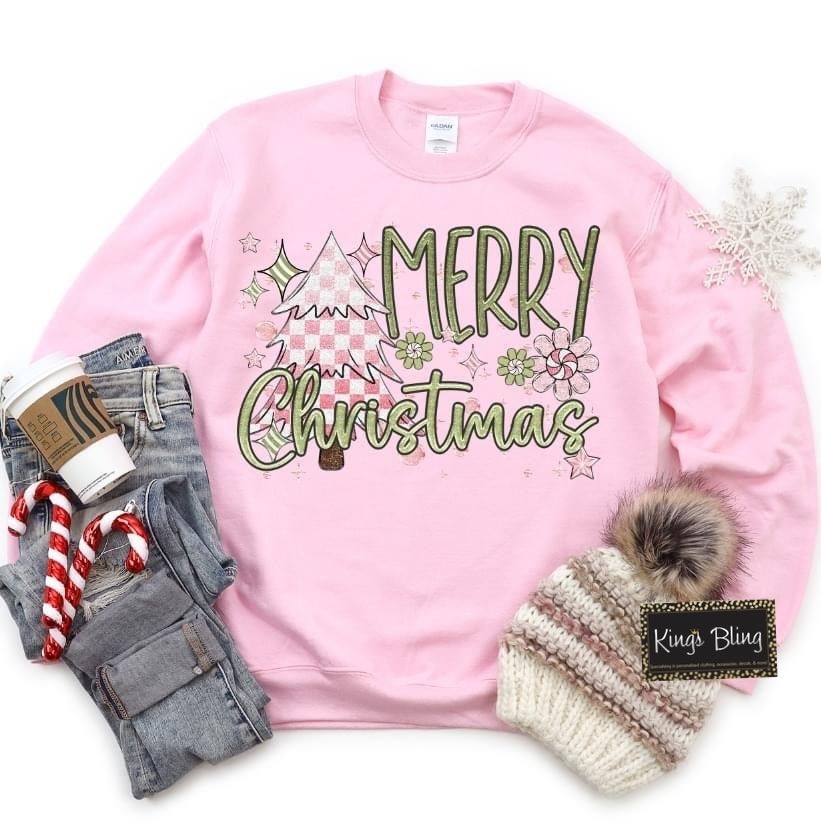 Merry Christmas - Pink Checkered Tree