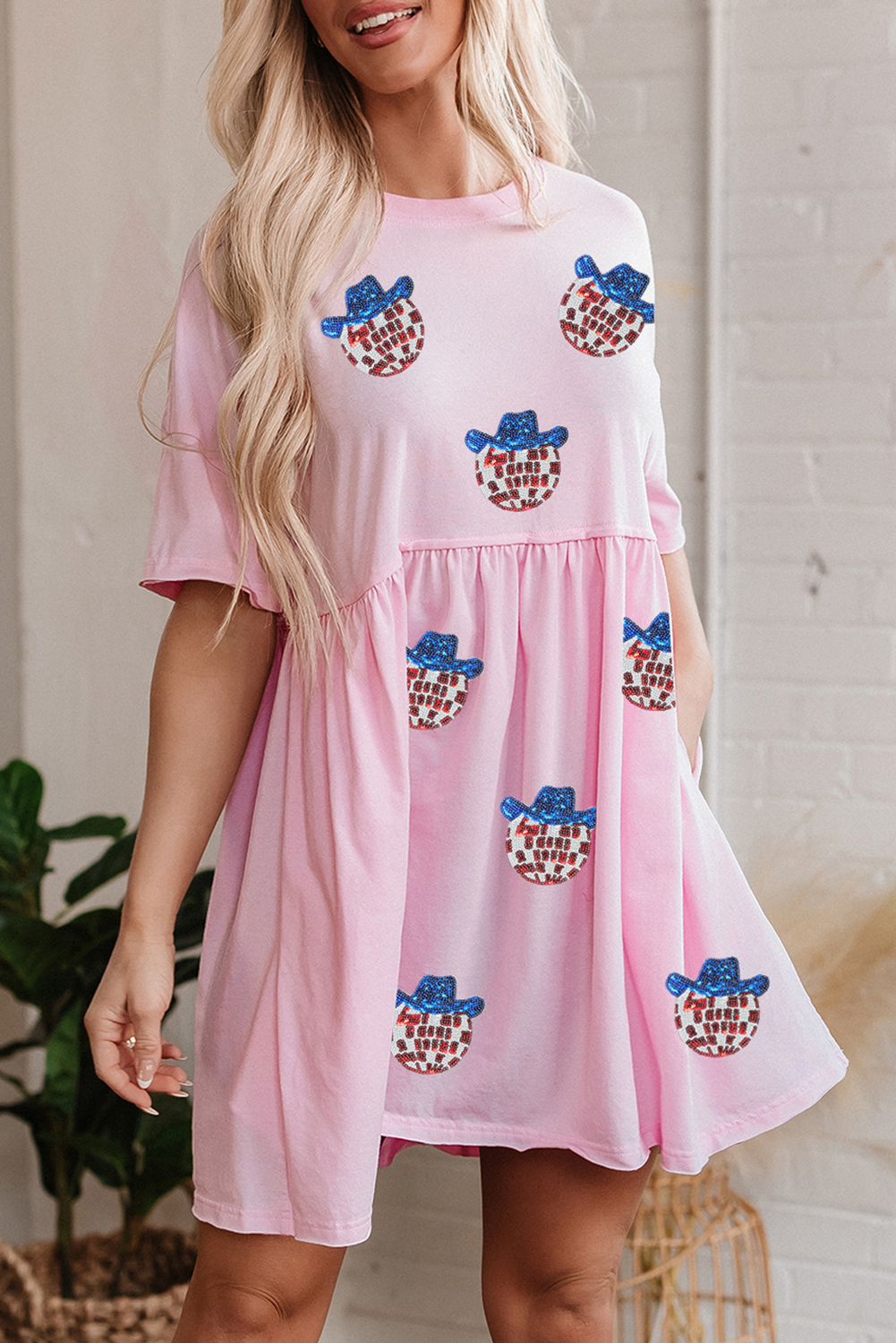 Pink Disco Patriotic Dress RTS
