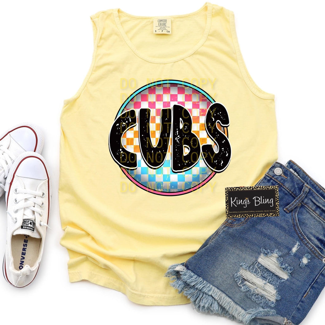 Neon Checkered Mascot - Cubs