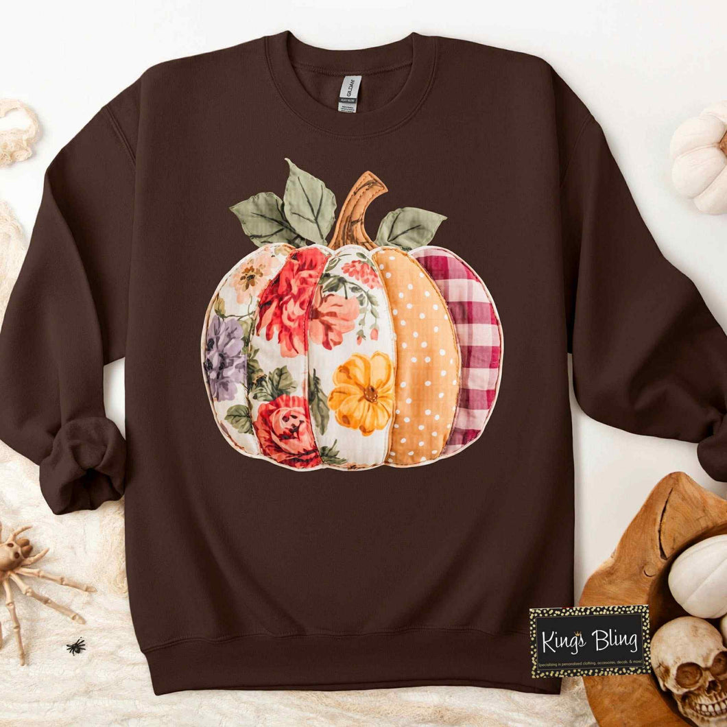 Faux Fabric Patchwork Pumpkin