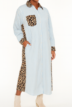 Load image into Gallery viewer, Stripe Leopard Button Dress Slits RTS
