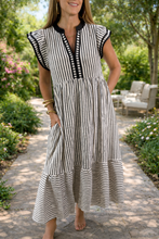 Load image into Gallery viewer, Stripe Double Ruffle Midi Dress RTS
