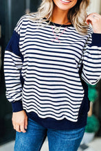 Load image into Gallery viewer, Blue Stripe Patchwork Sweatshirt RTS
