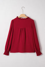 Load image into Gallery viewer, Burgundy Shirred Cuff Blouse RTS
