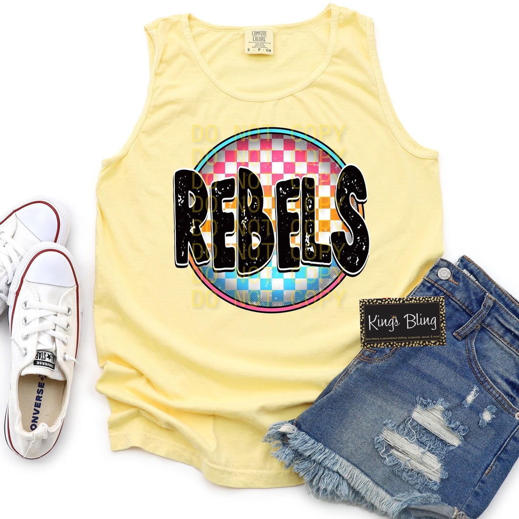 Neon Checkered Mascot - Rebels