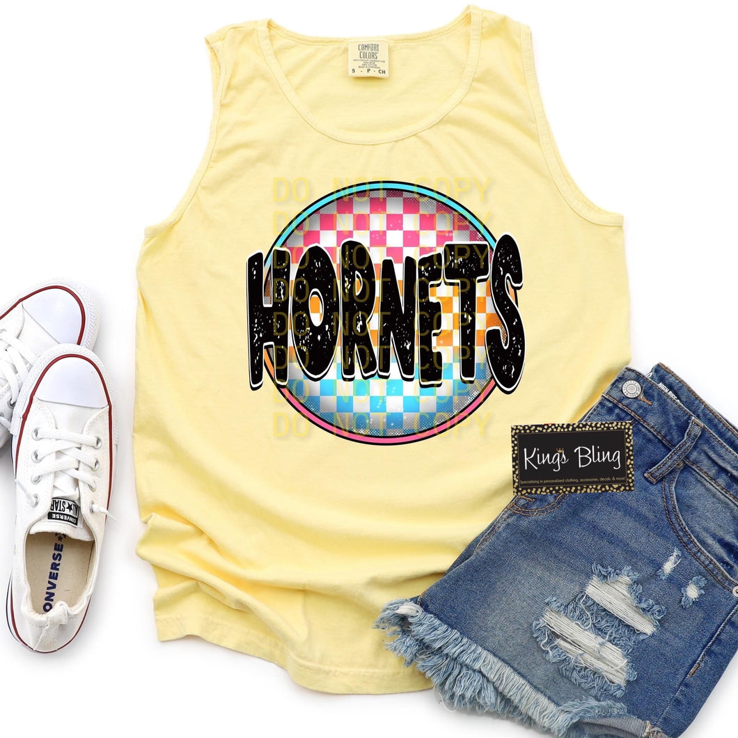 Neon Checkered Mascot - Hornets