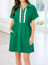 Load image into Gallery viewer, Green Elastic Waist Mini Dress January.
