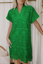 Load image into Gallery viewer, Green Eyelet Dress January.
