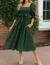 Load image into Gallery viewer, Plaid Knot Midi Dress RTS
