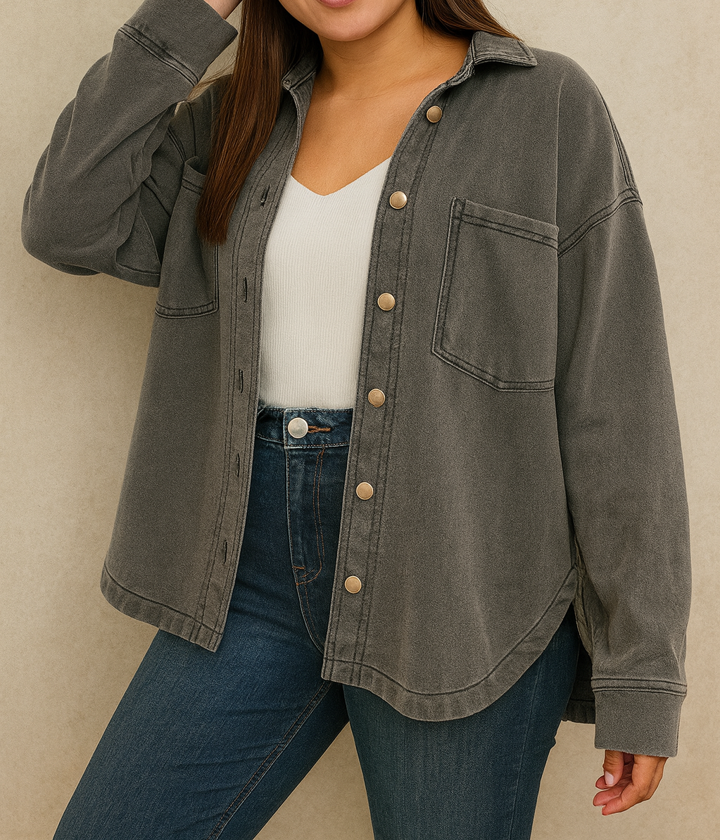 Grey Mineral Wash Shacket November.