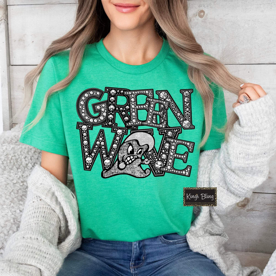 Faux Rhinestone - Green Wave