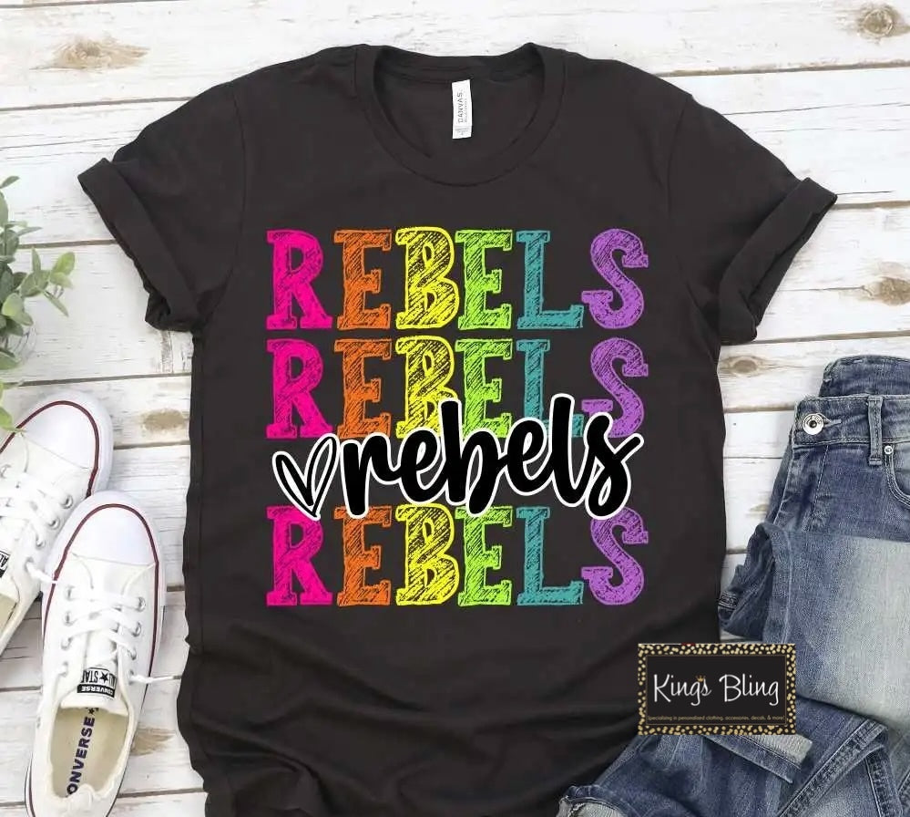 Stacked Bright Mascot - Rebels