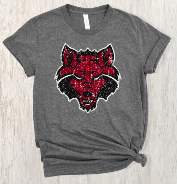 Faux Sequin - Red Wolves