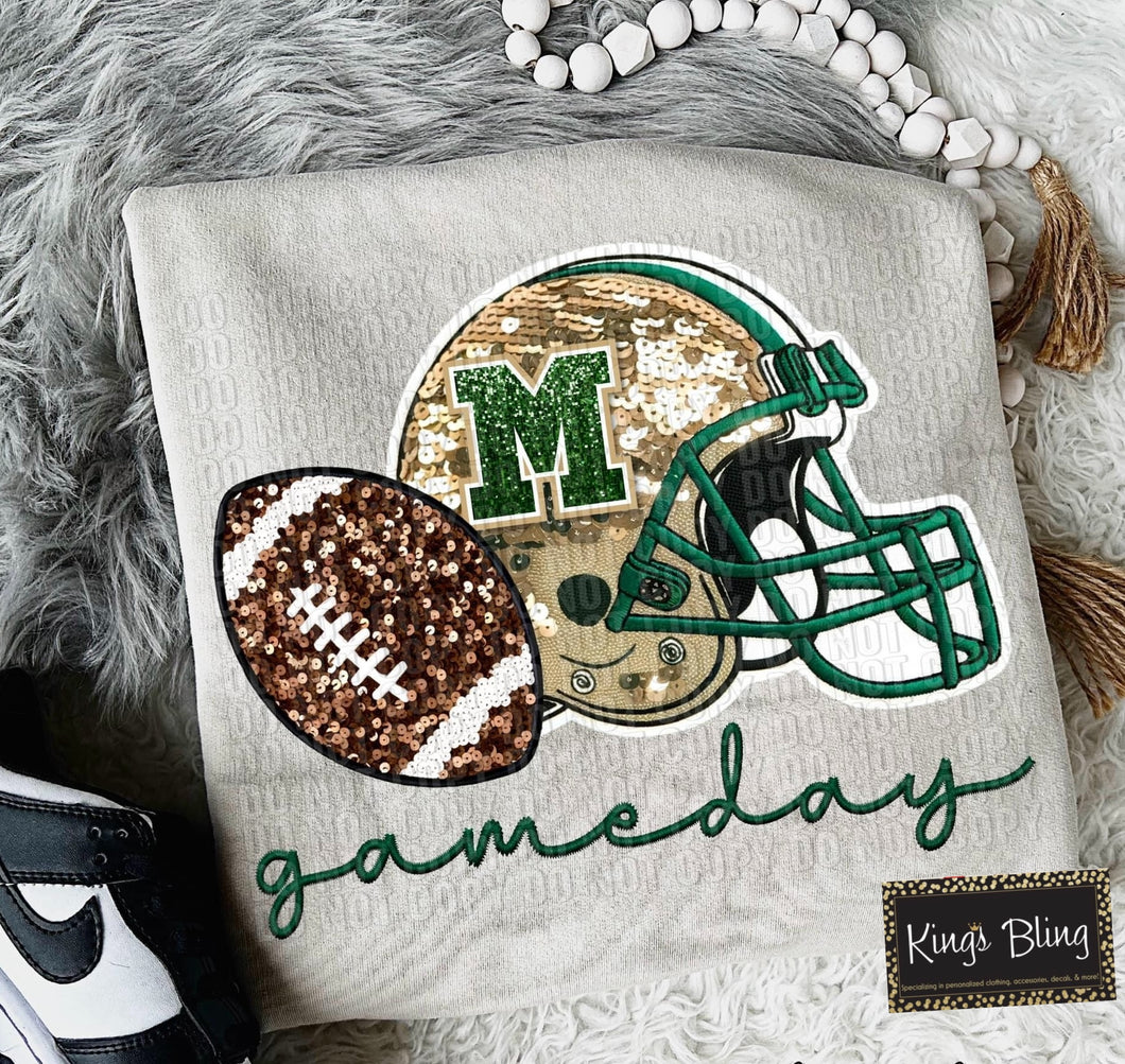 Faux Sequin - M Football Helmet