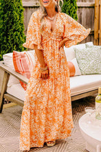Load image into Gallery viewer, Orange Floral Maxi Dress RTS
