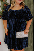 Load image into Gallery viewer, Navy Velvet Plus Size Dress RTS
