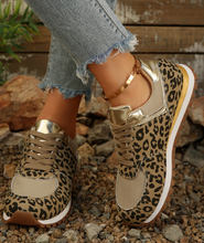 Load image into Gallery viewer, Leopard Patchwork Lace Up Sneakers RTS
