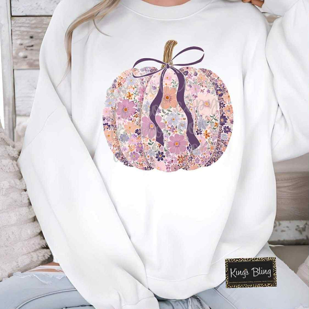 Purple Floral Pumpkin