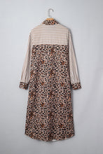 Load image into Gallery viewer, Stripe Leopard Button Dress Slits November.
